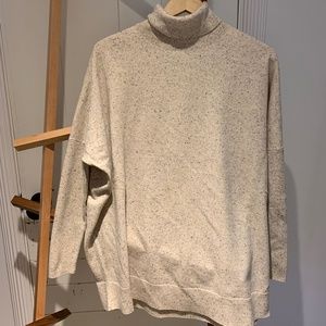 COS gray speckled sweater with blue/purple and yellow speckles